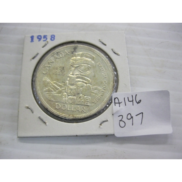 1958 CDN SILVER $1 COIN