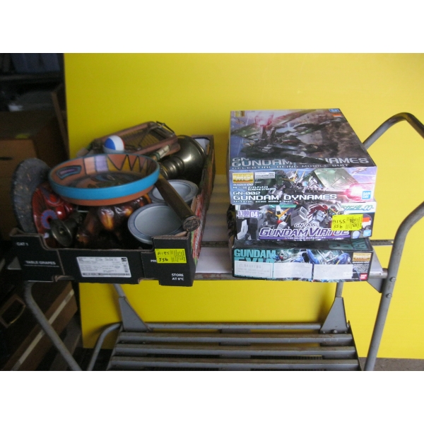 MISC. CARVINGS, TENNIS RACKET, MODELS, ETC.