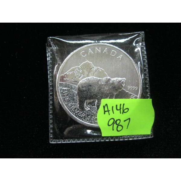 2011 CDN 'POLAR BEAR' 1 OZ. .999 SILVER COIN (TAX EXEMPT)