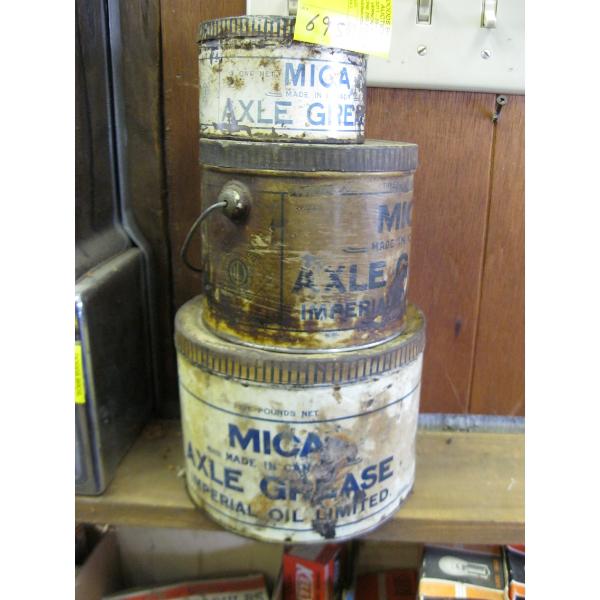 3 MICA IMPERIAL OIL AXLE GREASE CANS