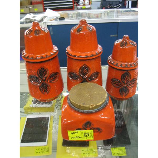 4 PIECE WEST GERMAN POTTERY CANNISTER SET