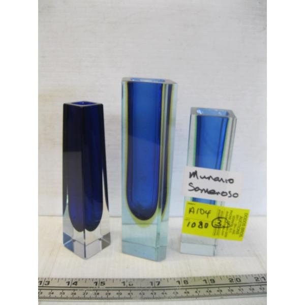 3 MURANO SOMMERSO VASES