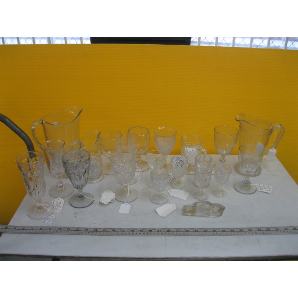 VINTAGE GLASSWARE - GLASSES, CREAMERS, ETC.