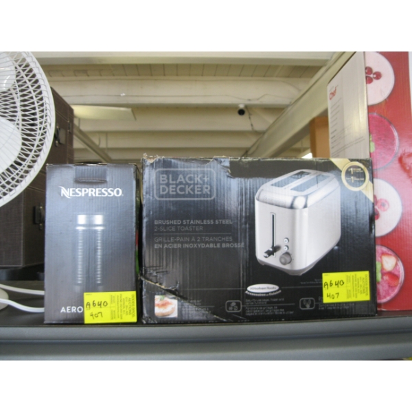 BLACK & DECKER STAINLESS TOASTER & AN ESPRESSO AEROCHINO 3