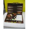 Image 3 : CLEAR CONTAINER OF MISC. TRAIN ITEMS & CONTAINER OF MISC. & BACKGAMMON BOARD