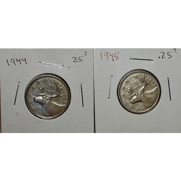 1944 & 1945 CDN 25 CENT COINS