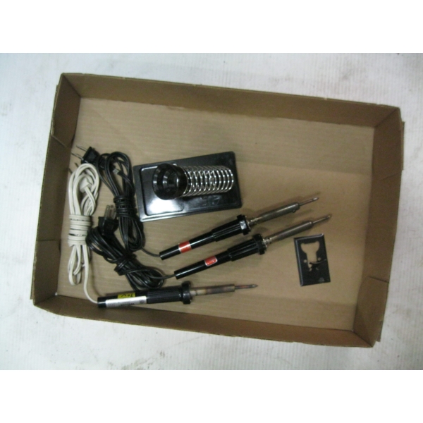 3 SOLDERING IRONS & STAND