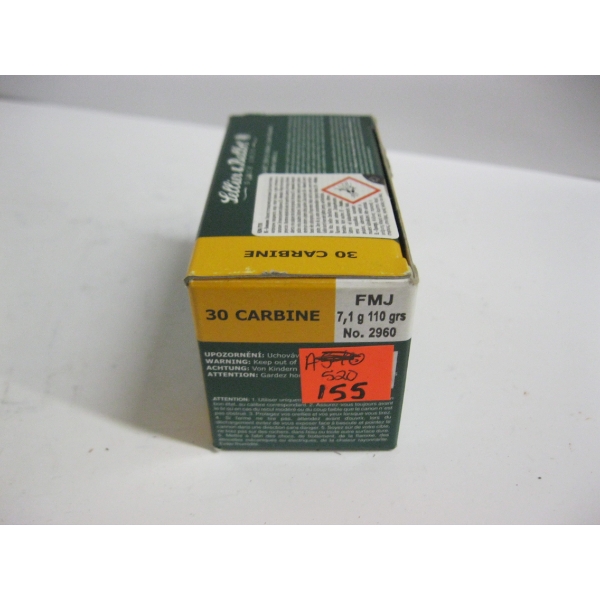 SELLIER & BELLOT 30 CARBINE 7.1G 110GRS FMJ|1X50 NABOJU CARTRIDGES