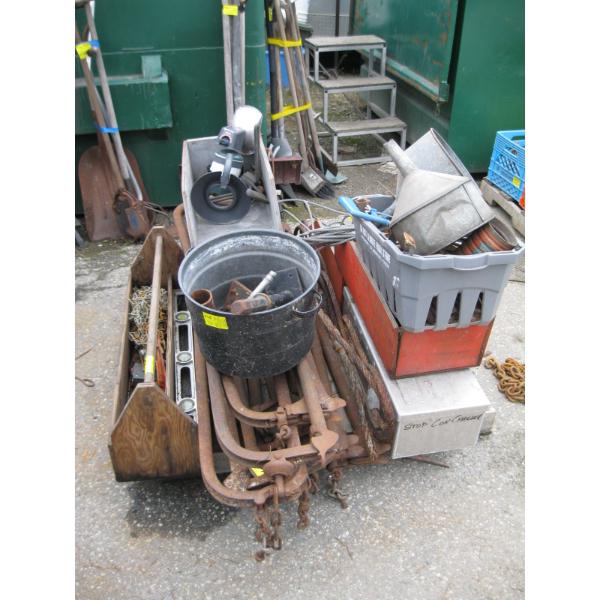 PALLET OF ASST. MISC: CABLE, TOOLBOXES, LIGHTS, ETC.