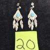 Image 7 : SILVER & TURQUOISE EARRINGS & SILVER MARKED STERLING DANGLE EARRING