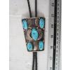 Image 1 : SILVER W/5 TURQUOISE STONES NAVAJO BOLO TIE