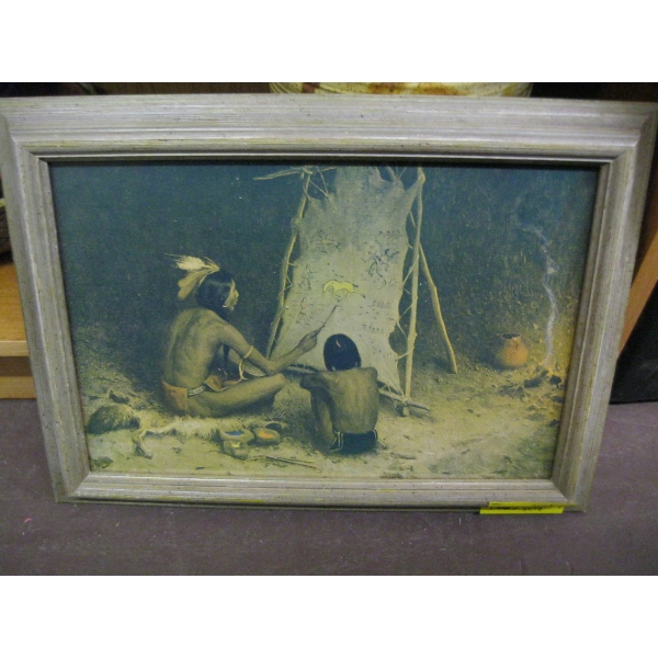 FRAMED PRINT OF FIRST NATIONS PAINTING PICTURE