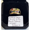 Image 1 : LADIES 10KT RING W/MULTI COLORED STONES, SZ 7