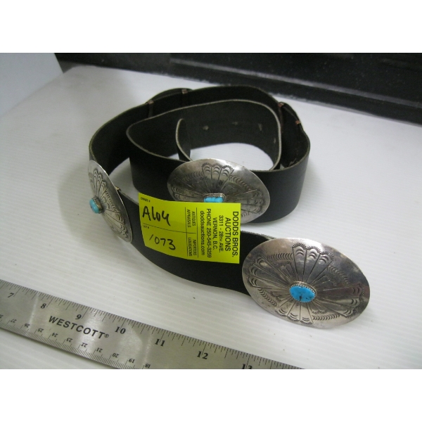 SILVER & CORAL NAVAJO BELT