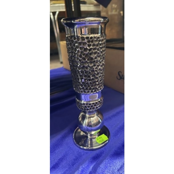 LG. (HEAVY) POST WAR GERMAN BRUTULIST STEEL LATHE TURNED VASE