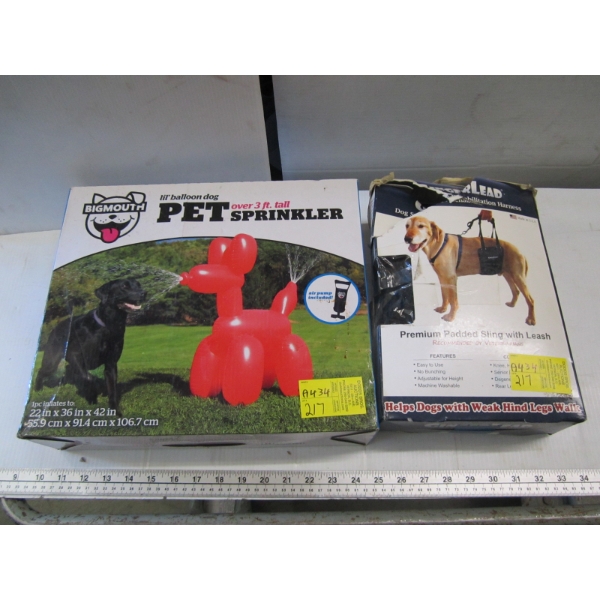 DOG SLING W/LEASH & A PET SPRINKLER