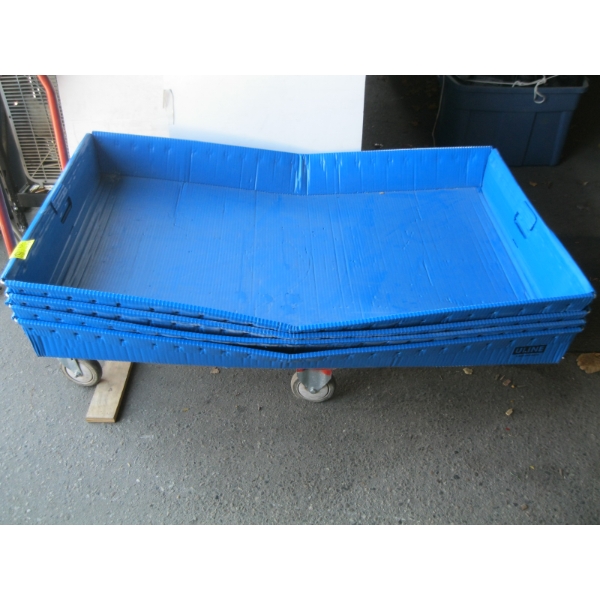 4 LG. HANDLED ULINE BLUE TRAYS - 48X30X6"