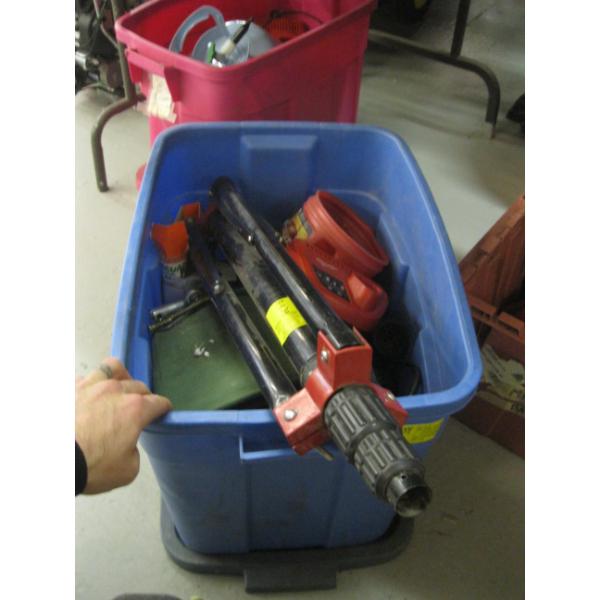 BIN OF MISC. TRIPOD STAND, GAUGES, ETC.