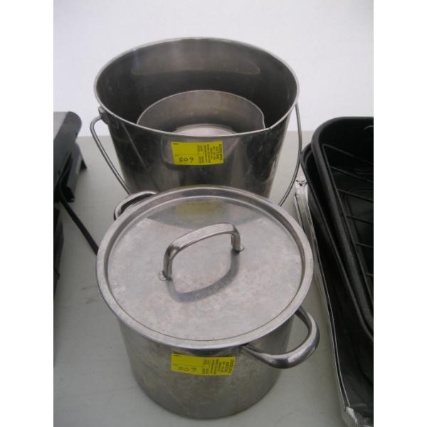STAINLESS STEEL ICE BUCKETS, POT, ETC.