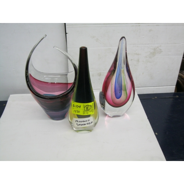 3 PIECES OF SAMAROSA MURANO GLASS