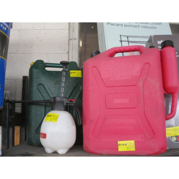 2 FUEL CANS & A SPRAYER
