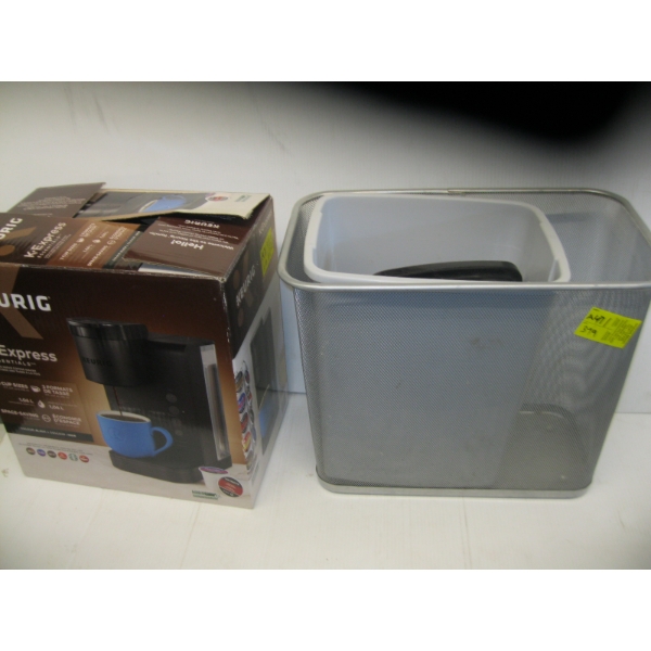 KEURIG COFFEE MAKER & 2 WASTE CONTAINERS