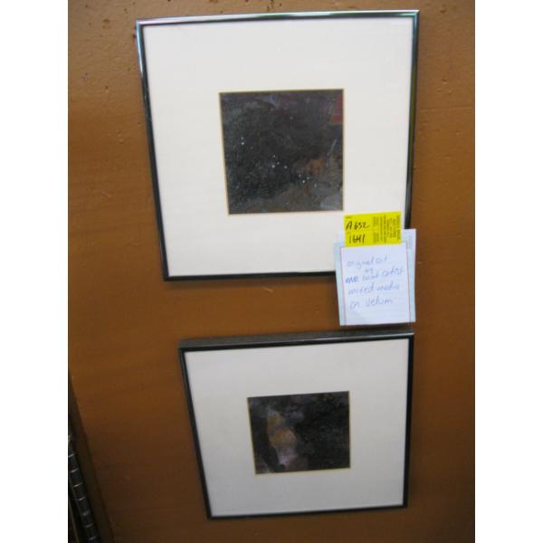 2 ORIGINAL WORKS OF ART BY LOCAL ARTIST - MIXED MEDIA ON VELLUM