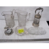 Image 1 : VINTAGE GLASSWARE & A SILVER PLATE PICKLE JAR