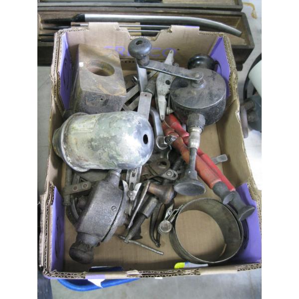 BOX OF MISC. VALVE LAPPING TOOLS, ETC.