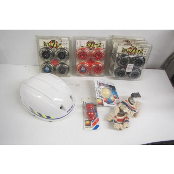 ROLLER BLADES, NEW ROLLER BLADE WHEELS, HELMET, ETC.