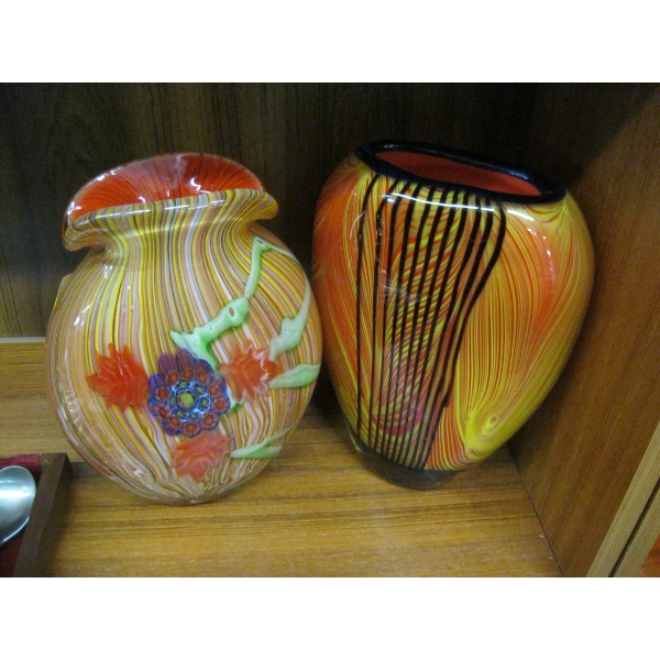 2 ITALIAN GLASS VASES