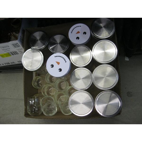 ASST. LIDDED CANNISTERS, GLASSWARE, ETC.