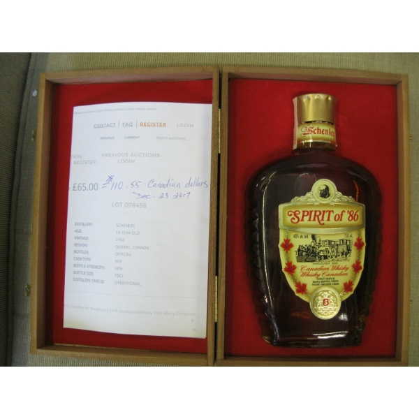 AGED SPIRIT OF '86 CDN WHISKEY