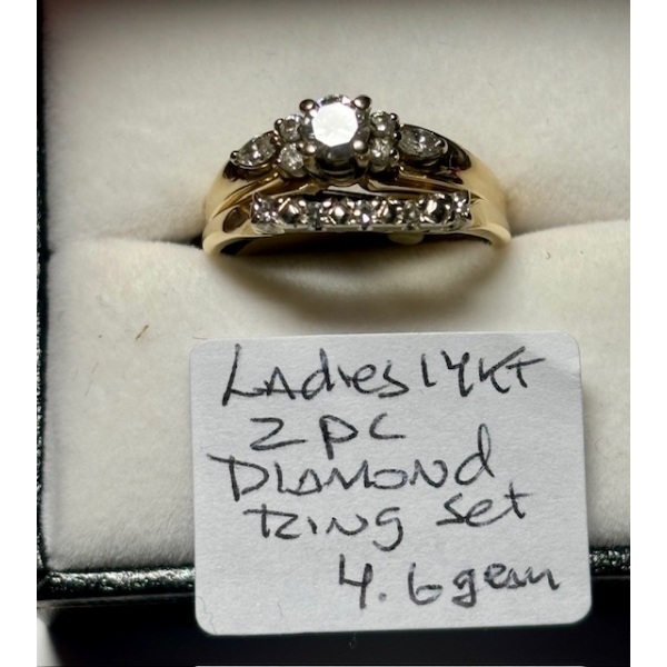 LADIES 14KT 2 PIECE DIAMOND RING SET, 4.6G, SZ 8