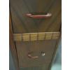 Image 4 : WATERFALL ANTIQUE DRESSER - 5 DRAWERS & ROUND MIRROR