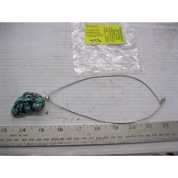 TURQUOISE STONE W/.925 NECKLACE