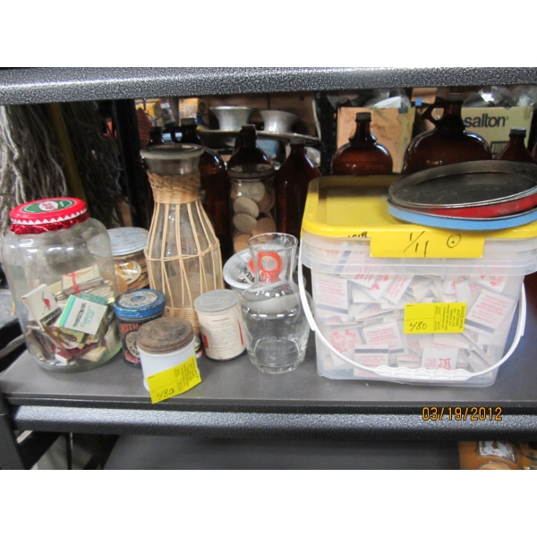 MISC. MILK STOPS, MATCHES, BOTTLES, ETC.