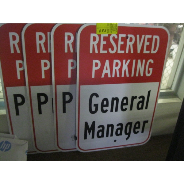4 METAL RESERVED PARKING SIGNS