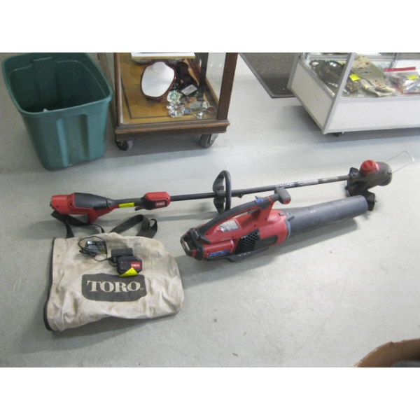 TORO CORDLESS WEED EATER & CORDLESS BLOWER W/BATTERY & CHARGER