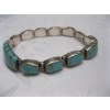 Image 4 : TURQUOISE & SILVER STAMPED (950) SILVER BRACELET, 40G
