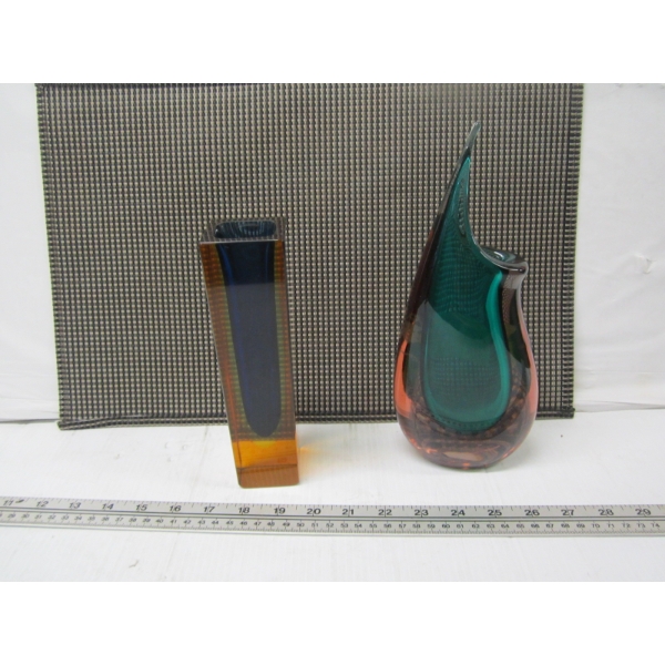 2 PIECES OF MURANO, SOMEROSA ART GLASS VASES