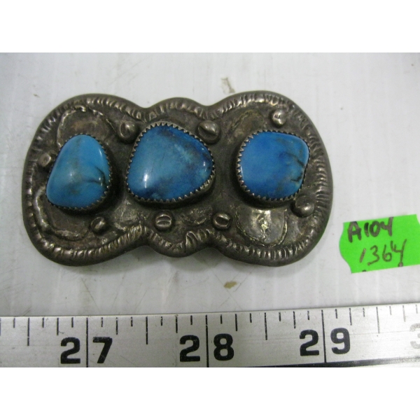 SILVER & CORAL BELT BUCKLE