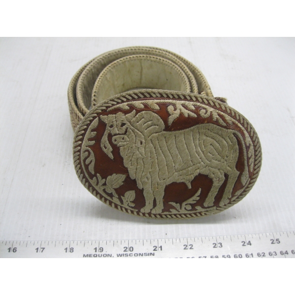 BELT W/LG. BUCKLE - PITEADO WORK, OLD MEXICAN