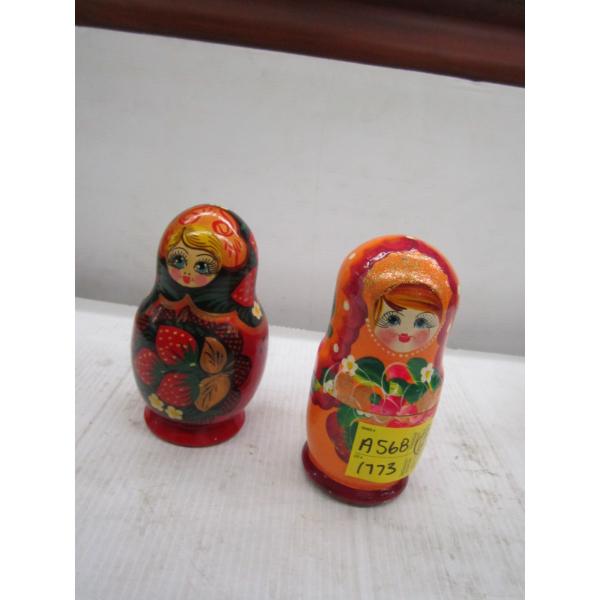 2 WOODEN NESTING DOLL SETS