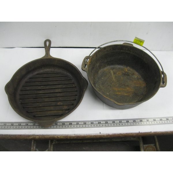 CAST IRON POT & FRY PAN