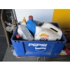 Image 2 : BIN OF OILS, ROLLING MECHANIC'S CART & CAMPER BARS