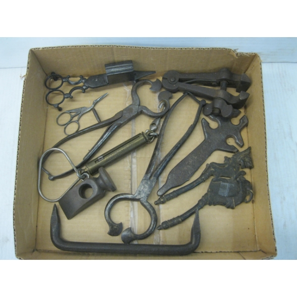 BOX OF PRIMITIVE TOOLS