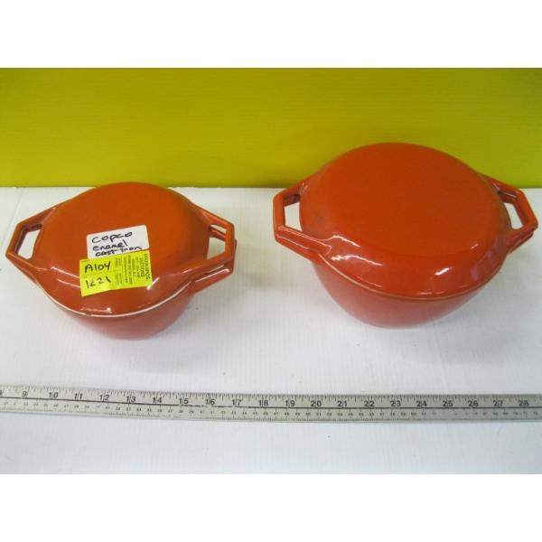 2 COPCO ENAMEL CAST IRON POTS W/LIDS