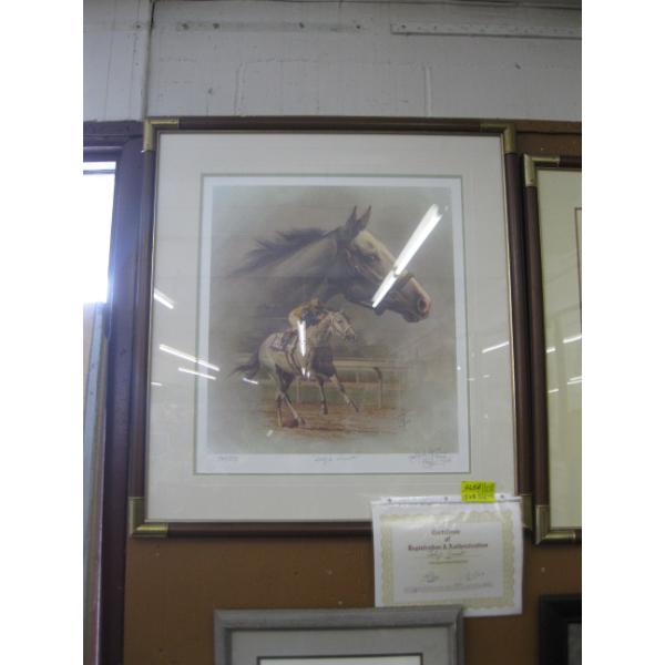 FRAMED NUMBERED PRINT "LADY'S SECRET" 547/950 BY FRED STONE W/CERTIFICATE