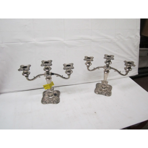 PAIR OF SILVERPLATE CANDELABRAS